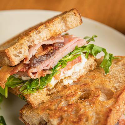 Bon Cochon Sourdough sandwich, closeup