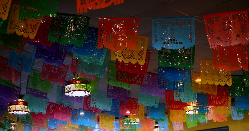 Decorated ceiling with  Mexican traditional paper decoration
