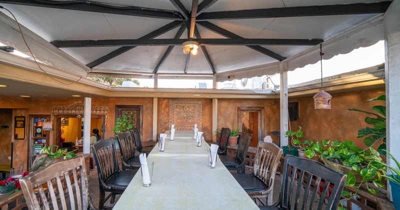 Dining tables lined up