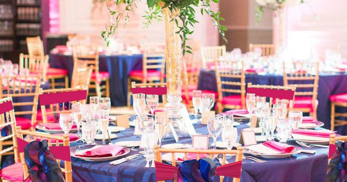 Tables with colorful ornaments