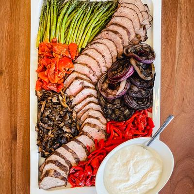 Pork tenderloin with assorted vegetables