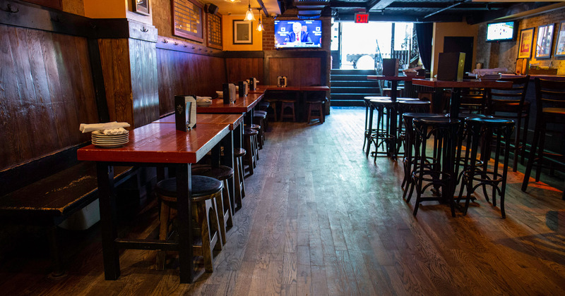 Interior, tables lined up