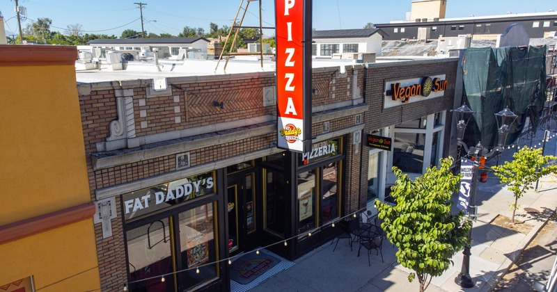 drone shot of Fat Daddy's from the east