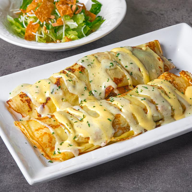 menu item 53 of 111, Crepes Shrimp Mushroom Spinach