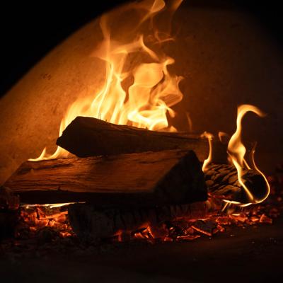 Pizza oven wood fire.