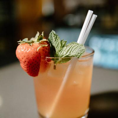 Pineapple Cobbler mocktail, close-up.