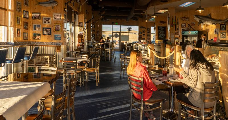 Interior, guests in dining area