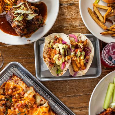 Assorted food dishes.