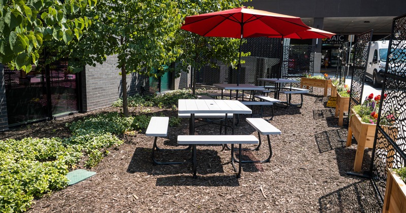 Exterior, seating place with parasol