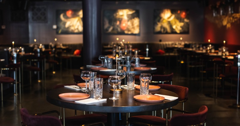 Dining table set for four guests