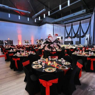 Banquet area set for a special event.