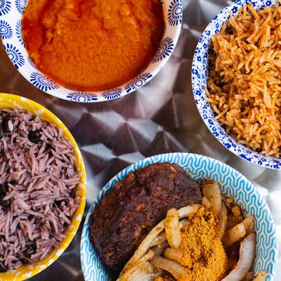 Four different types of food on the table