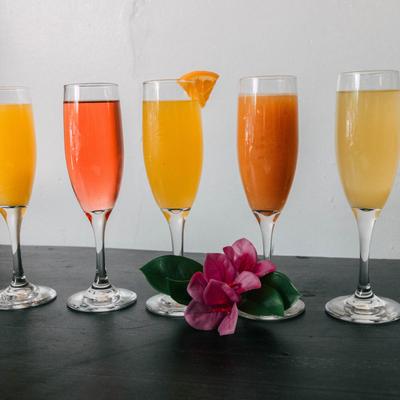 Various served drinks.