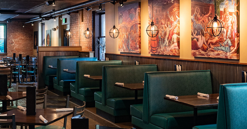 Interior, tables lined up