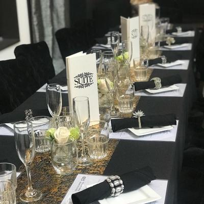 Gold room, Captain's table set for dining.