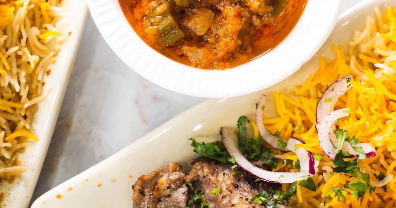 Several dishes served, top view