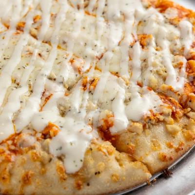 Buffalo Chicken Pizza, close up.