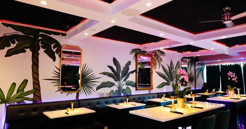 Interior, tables and chairs ready for guests