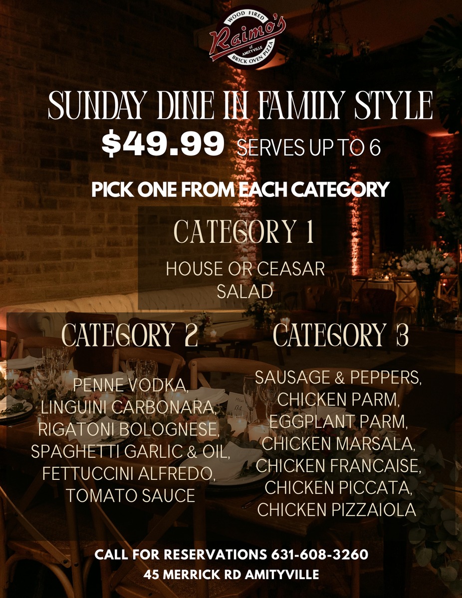 Sunday Family Meal  Dine In $49.99 event photo