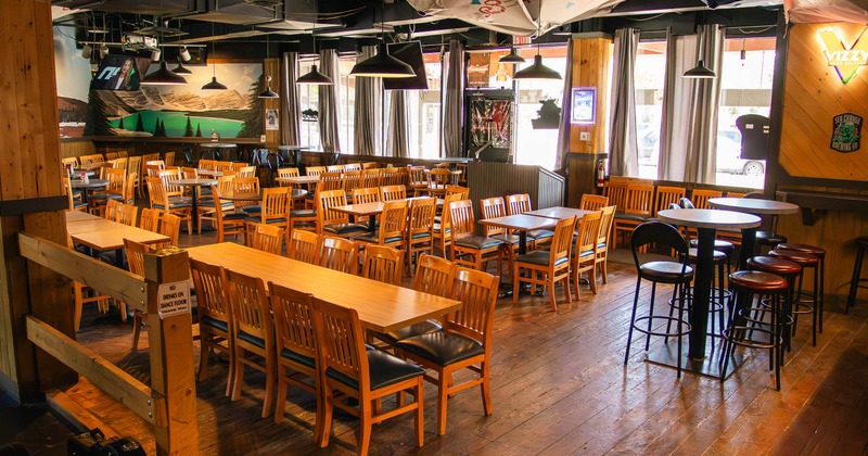 Interior, tables and chairs ready for guests