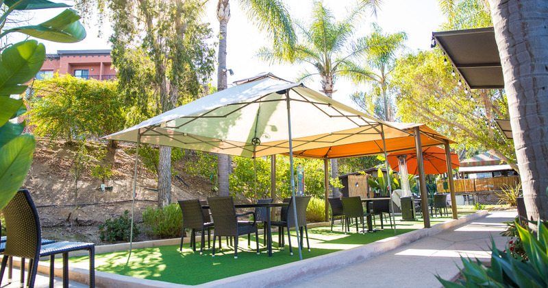 Exterior Space Patio full view of tables