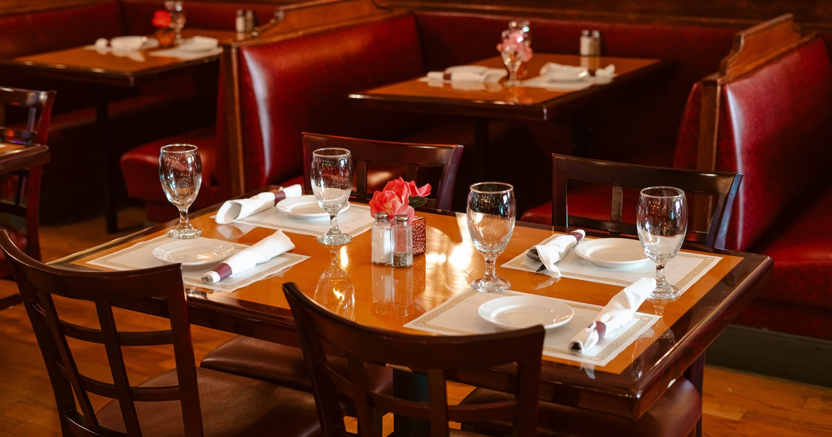 Interior, table set for guests