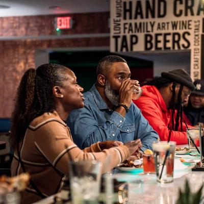 Customers having drinks.