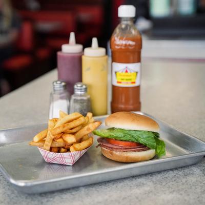 taylor pork roll sandwich and fries.