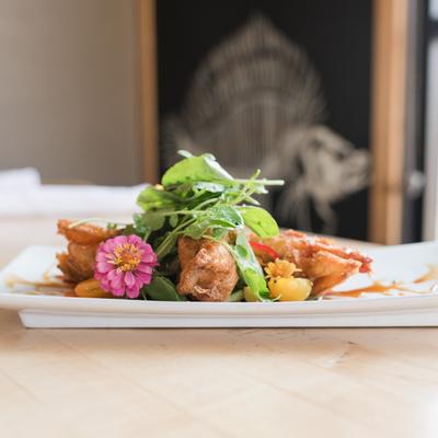 Crab Stuffed Squash Blossoms.