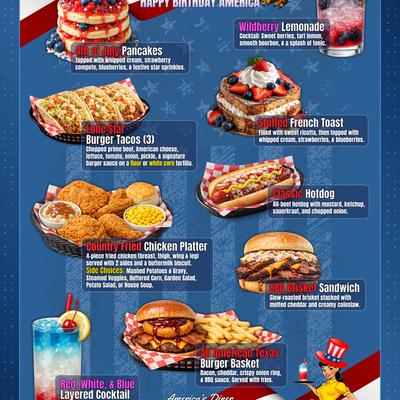 A July specials menu for Daisy's Diner & Bar in Brooklyn.