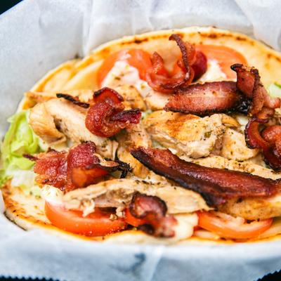 Chicken Club pita sandwich.