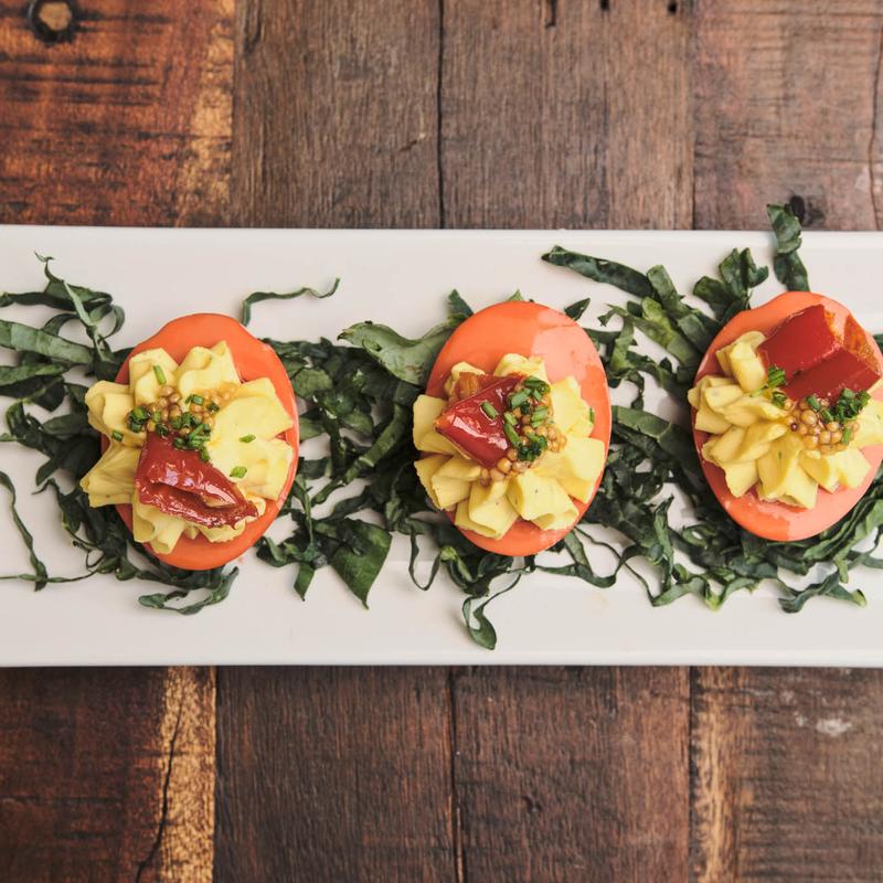 Beet Pickled Deviled Eggs (V, GF, DF) photo