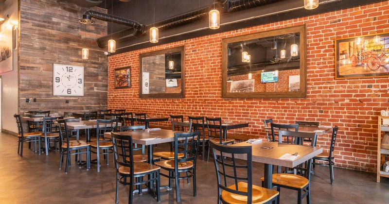 Interior, seating area with tables and chairs