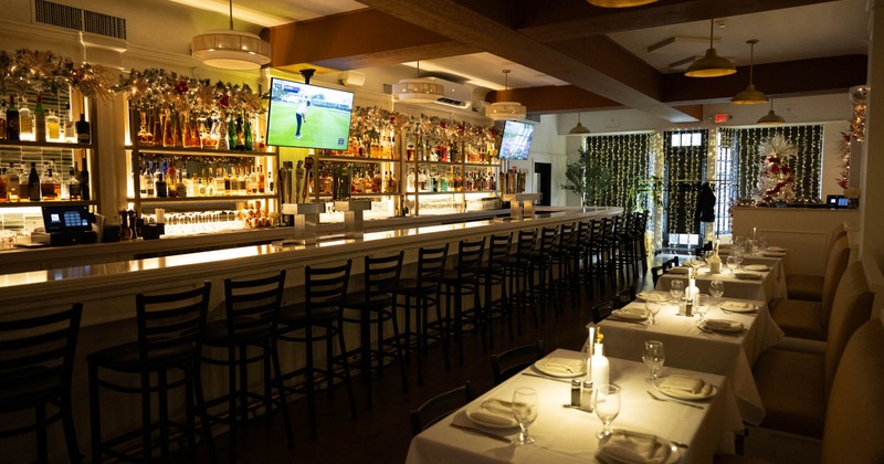 Exterior of Kyria restaurant with outdoor seating