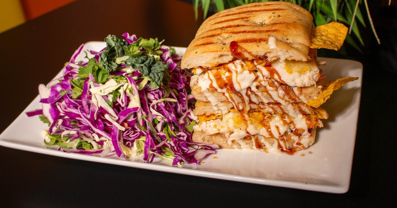 Chicken Truffle Sandwich and red cabbage salad