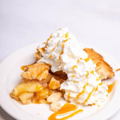 Apple pie, with whipped cream.