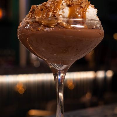 dark chocolate, whiskey caramel, maldon, toasted hazelnuts, whipped cream.