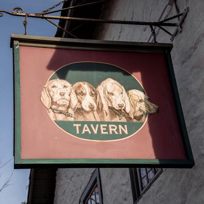 Restaurant's signpost outside.