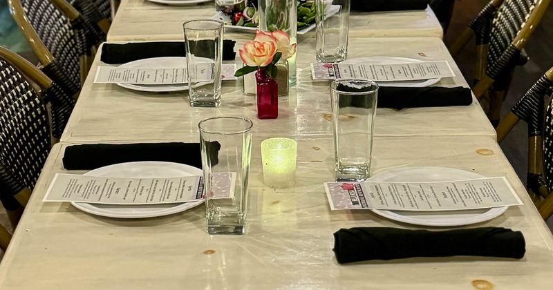 Fully set dining table