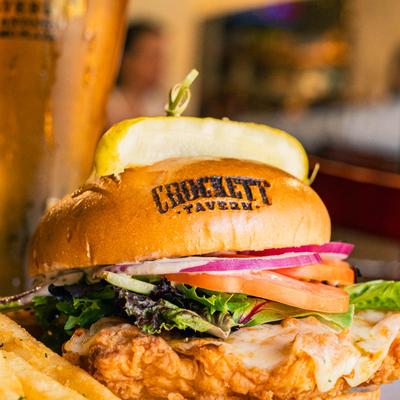 The lone Star chicken sandwich, closeup.