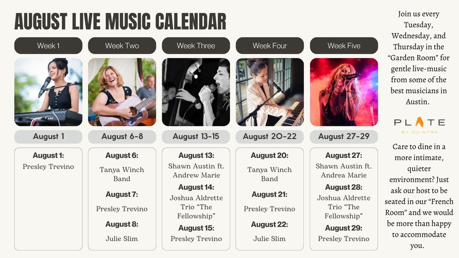 August Live Music Calendar event photo