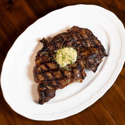 Prime New York Strip, top view.