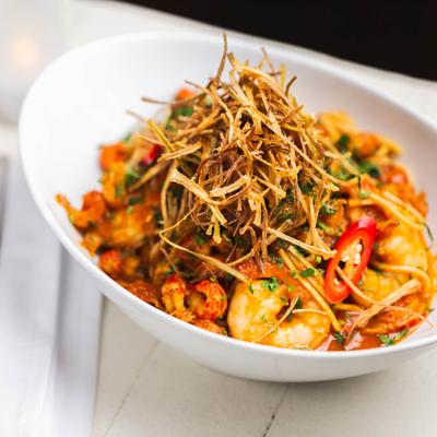 XO noodles, with shrimp.