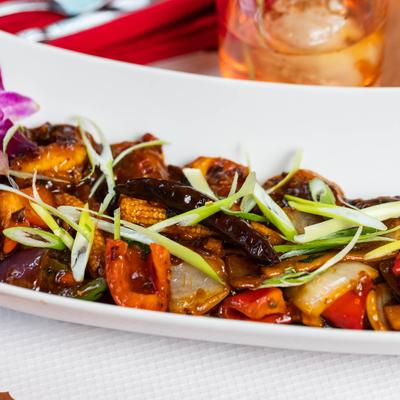 Szechuan Shrimp, with veggies.