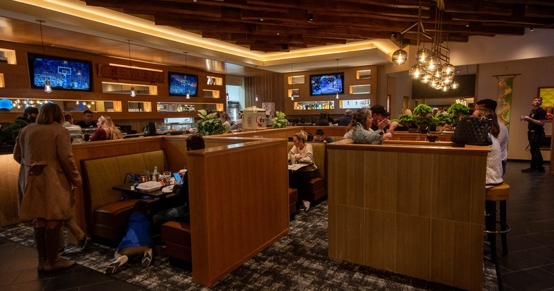 Restaurant interior with guests