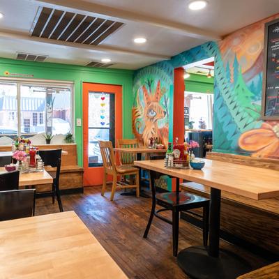 The interior of the restaurant.