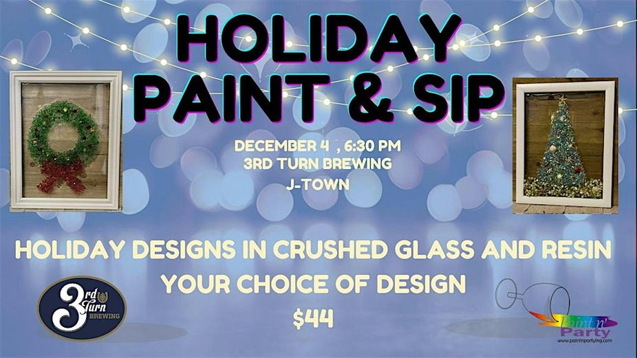 Holiday Paintn' Sip Glass & Resin Class event photo