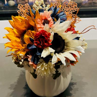 November Craft Night featuring a decorative DIY pumpkin centerpiece.