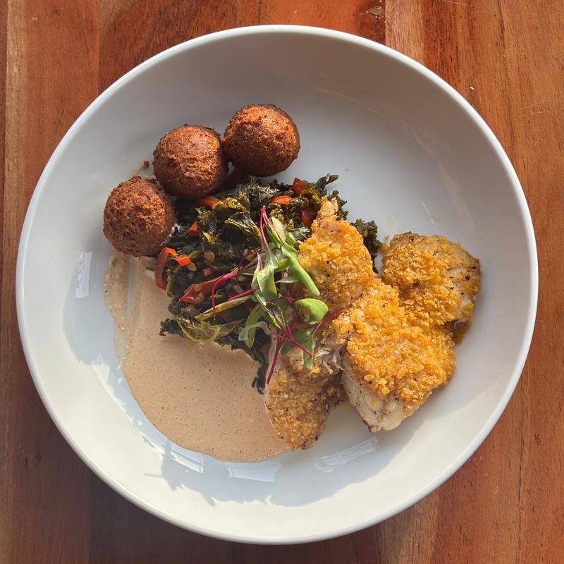 menu item 26 of 26, Frito Crusted Monkfish