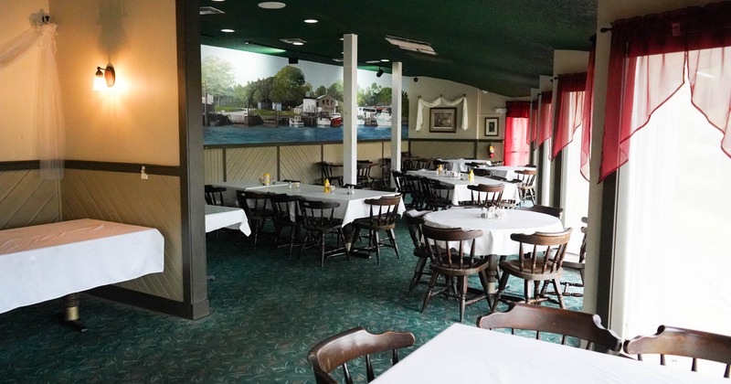 Interior, tables and chairs